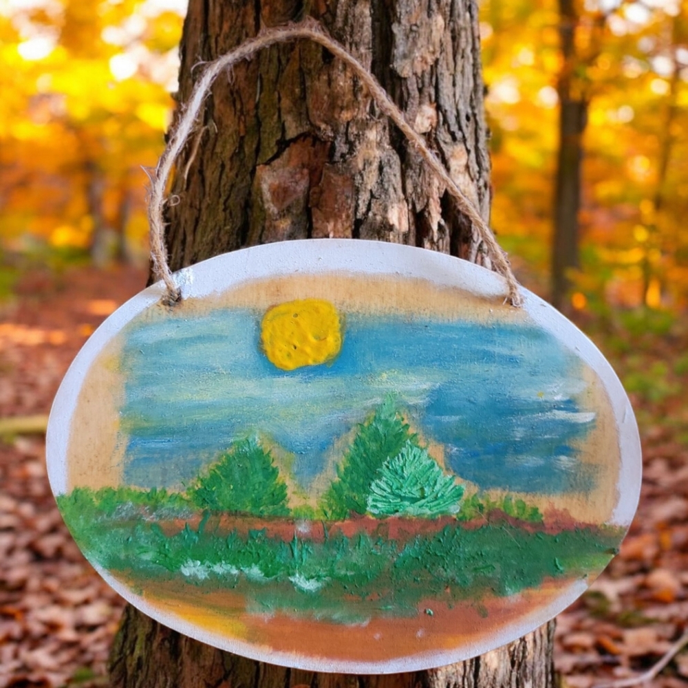 Anna's Creations Pastel Perfect Days Acrylic Sunshine Over The Meadow Wood Oval